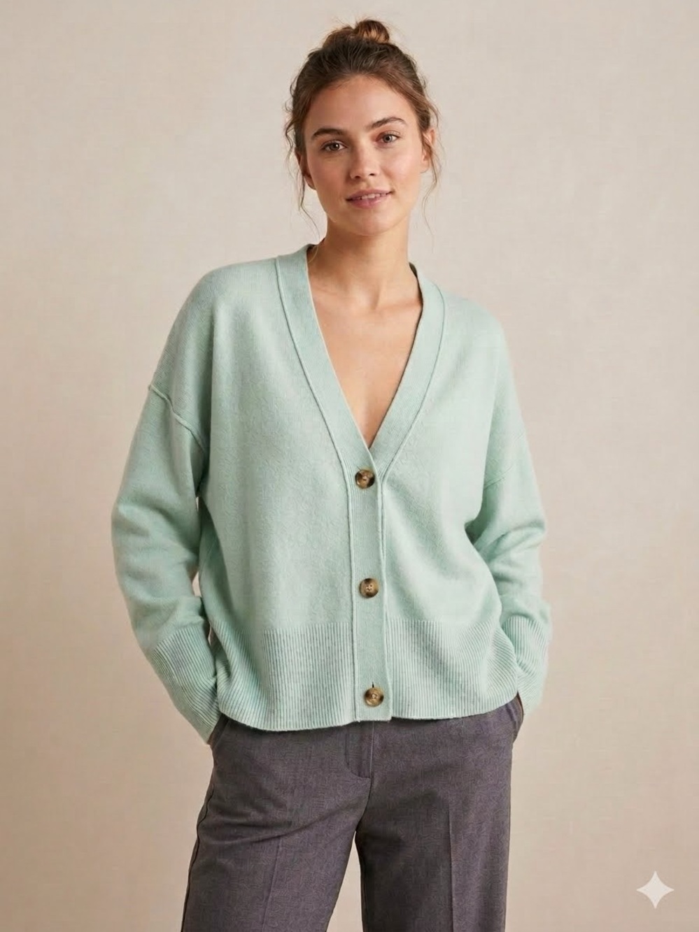 932. FREE PEOPLE Eclair Cashmere Cardi in Mint Sz M NWT $198